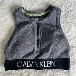 ❌SOLD❌ NEW Calvin Klein Performance Half Zip Stretch Sports Bra Grey Black